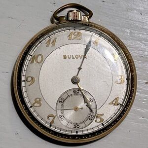 Bulova antique vintage brass pocket watch